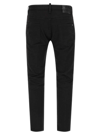 Black Cotton Straight-Leg Jeans