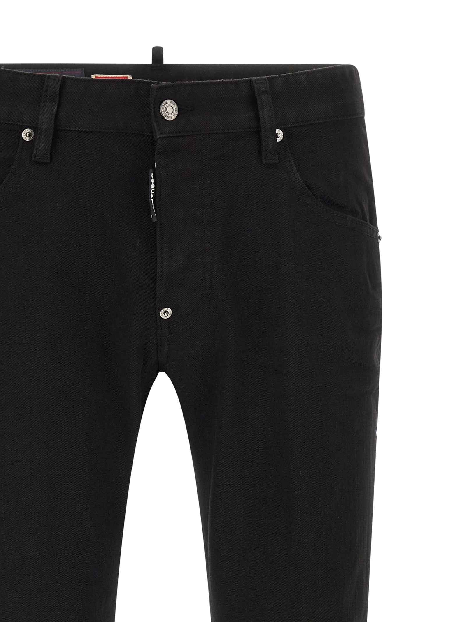 Black Cotton Straight-Leg Jeans