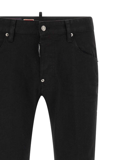 Black Cotton Straight-Leg Jeans