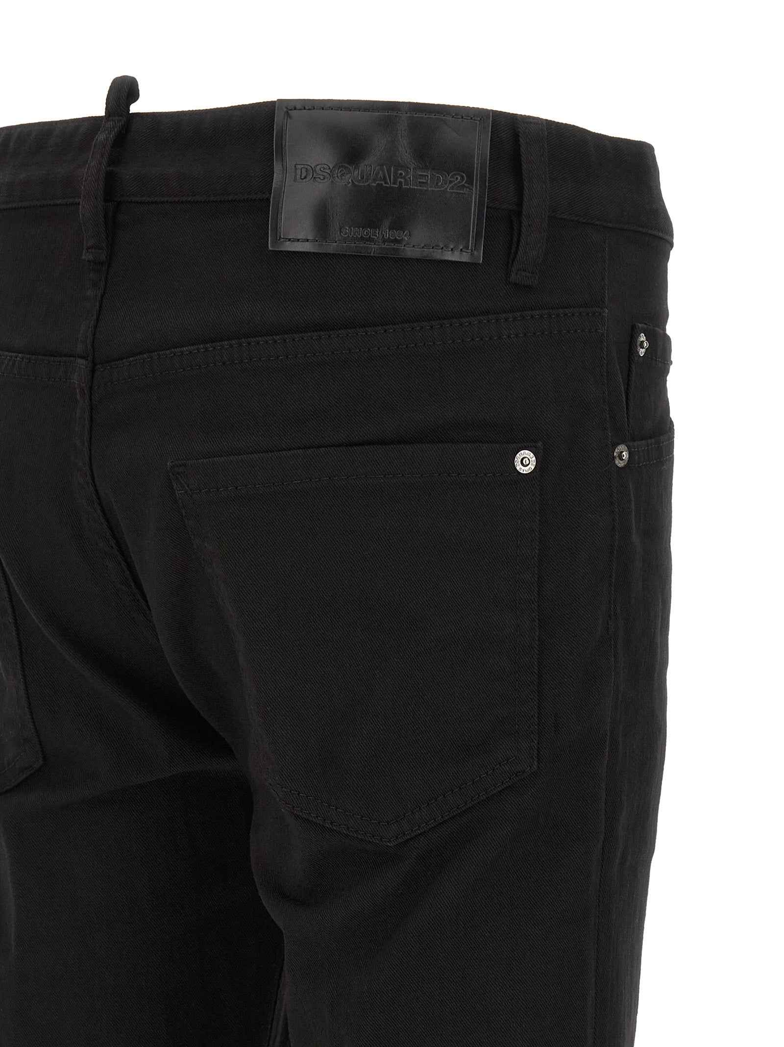 Black Cotton Straight-Leg Jeans