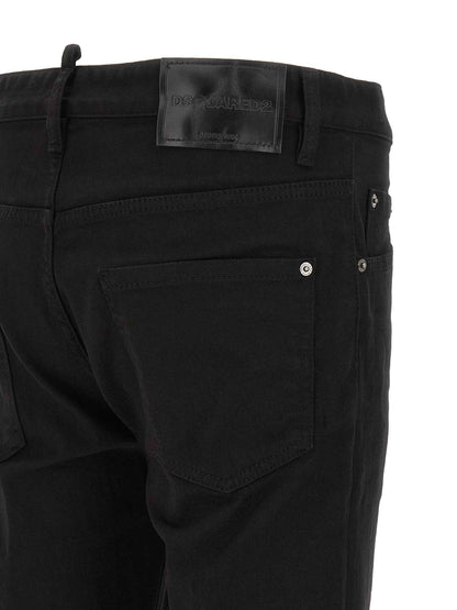 Black Cotton Straight-Leg Jeans
