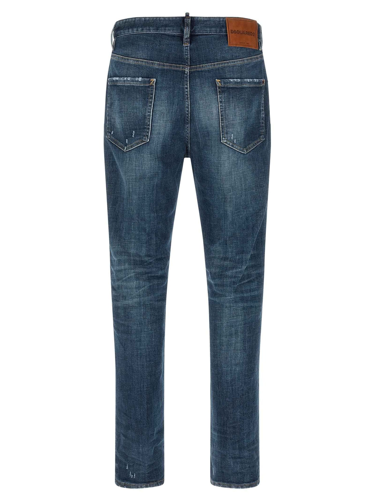Blue Cotton Straight-Leg Jeans