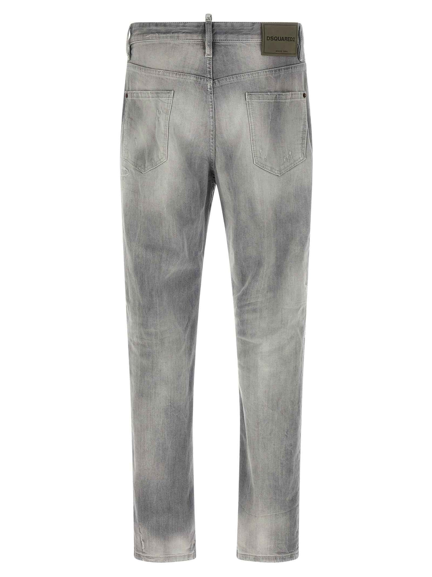 Gray Cotton Straight-Leg Jeans