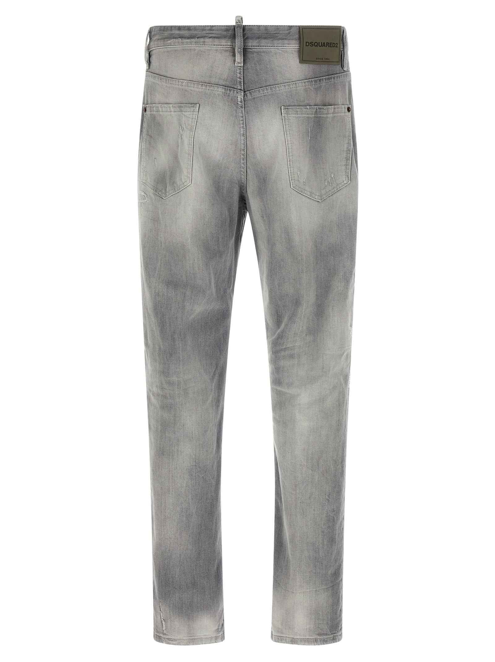 Gray Cotton Straight-Leg Jeans