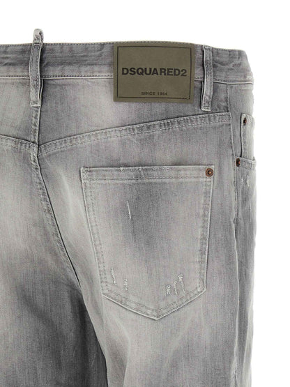 Gray Cotton Straight-Leg Jeans