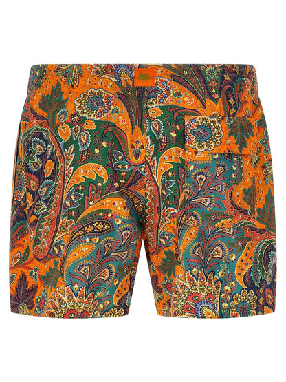 Orange Polyester Swim Shorts