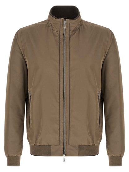 Beige Polyester Bomber