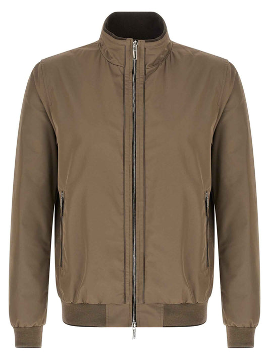 Beige Polyester Bomber