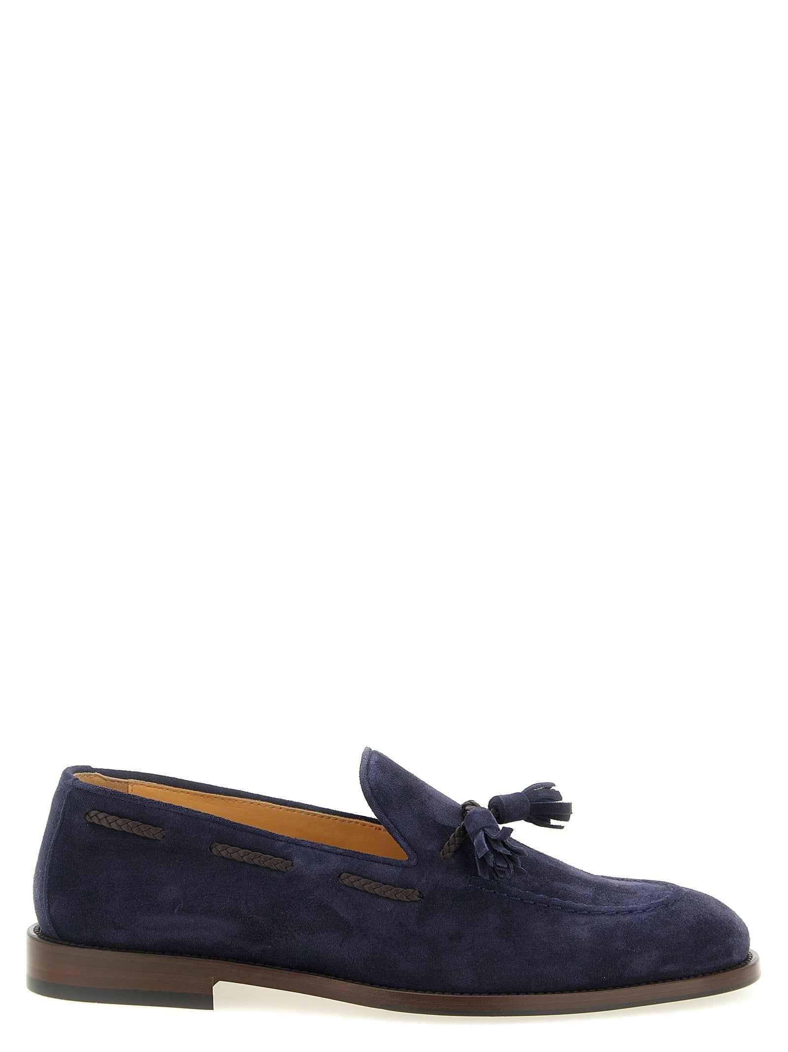 Blue Calfskin Slip-On Loafers