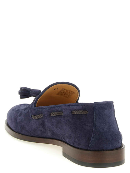 Blue Calfskin Slip-On Loafers