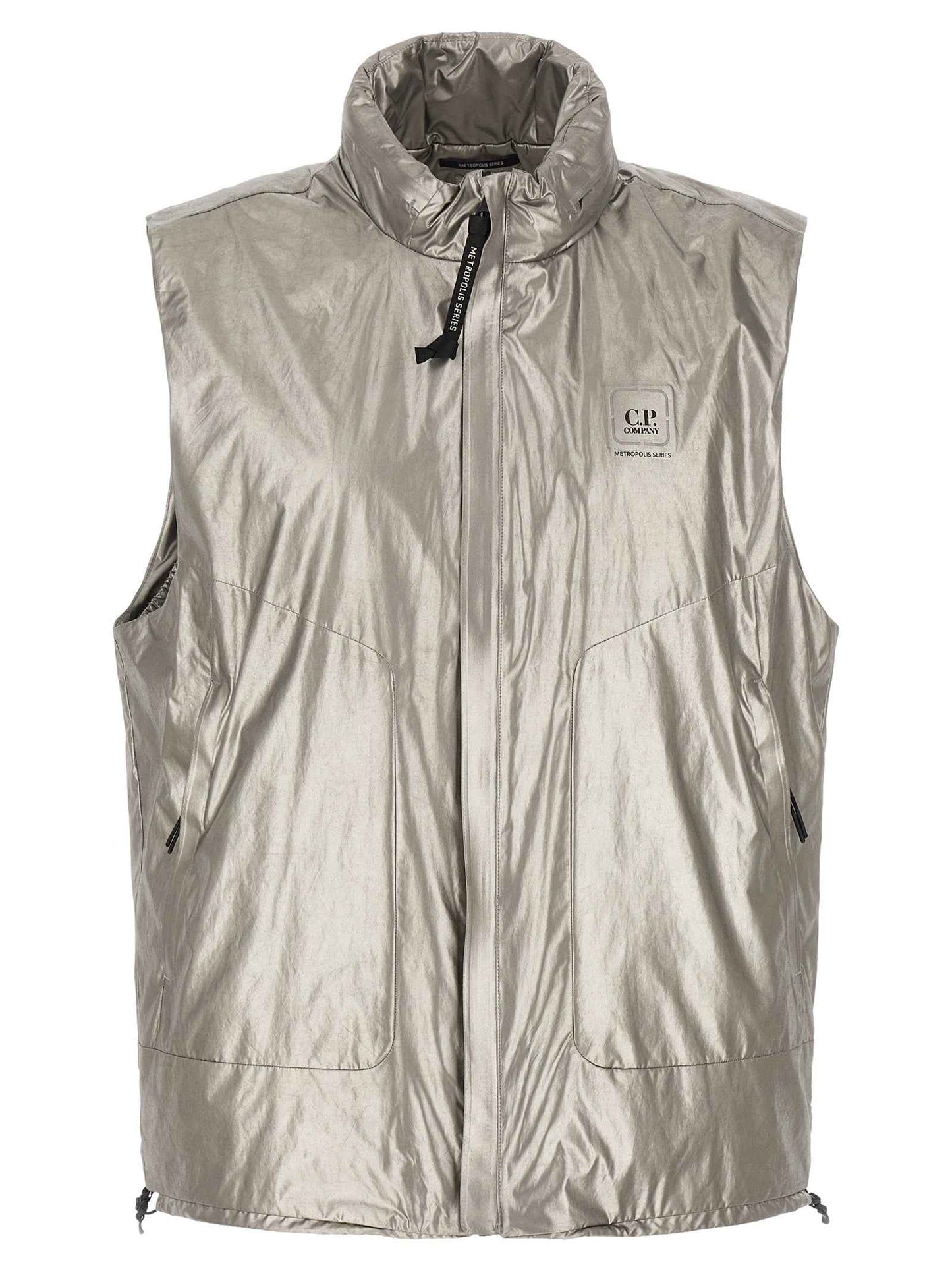 Silver Polyester Sleeveless Jacket
