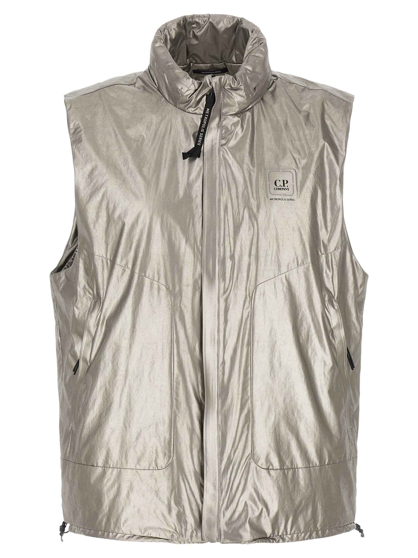 Silver Polyester Sleeveless Jacket