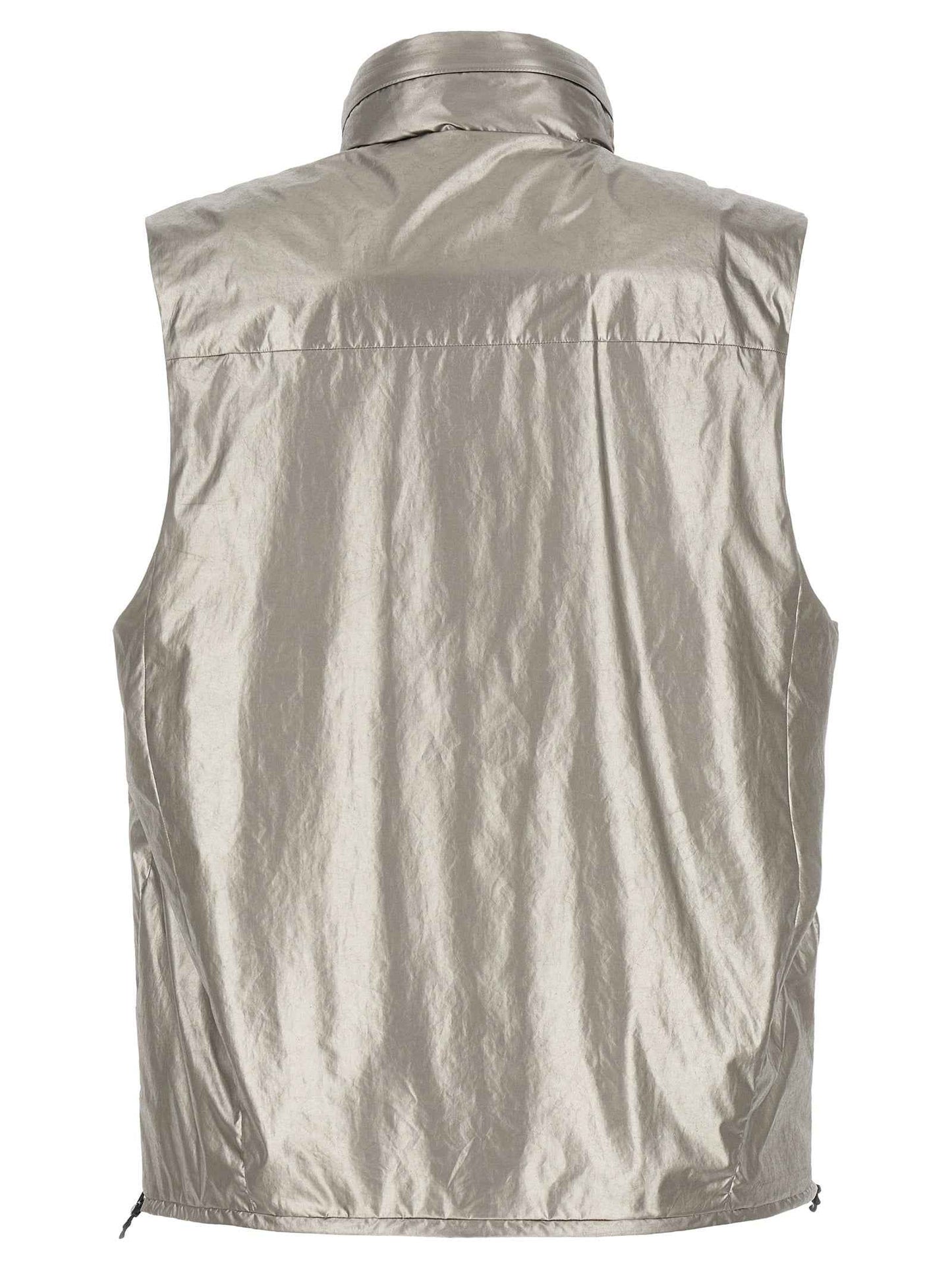 Silver Polyester Sleeveless Jacket