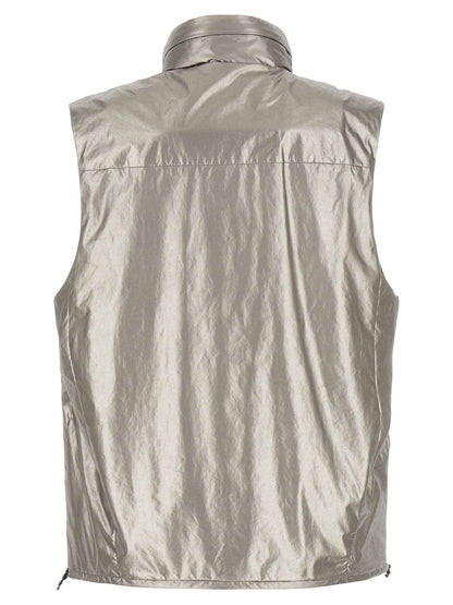 Silver Polyester Sleeveless Jacket