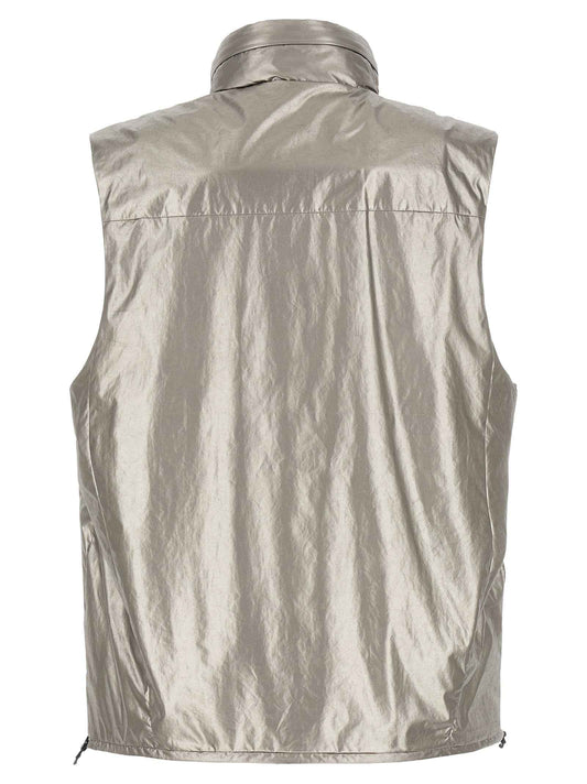 Silver Polyester Sleeveless Jacket