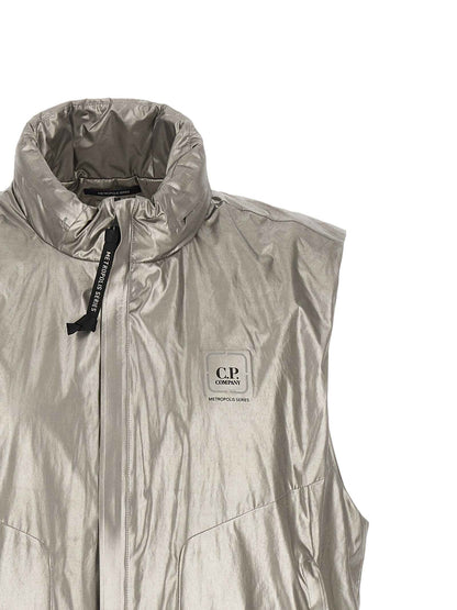 Silver Polyester Sleeveless Jacket