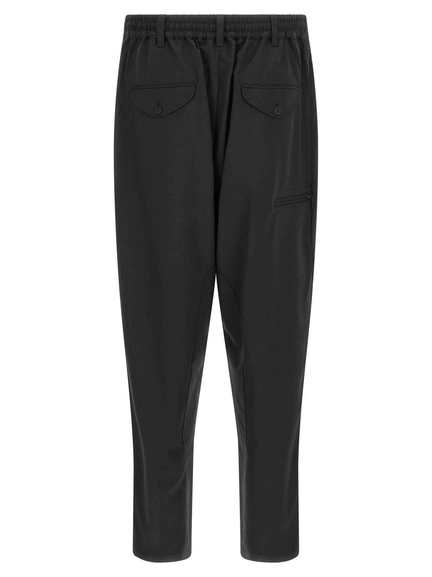 Black Polyester Casual Pants