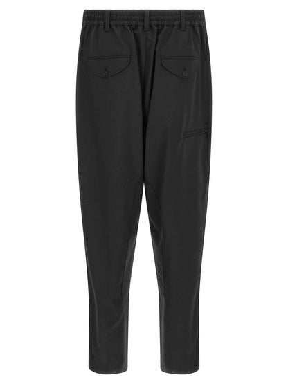 Black Polyester Casual Pants
