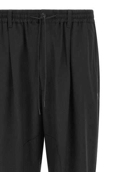 Black Polyester Casual Pants
