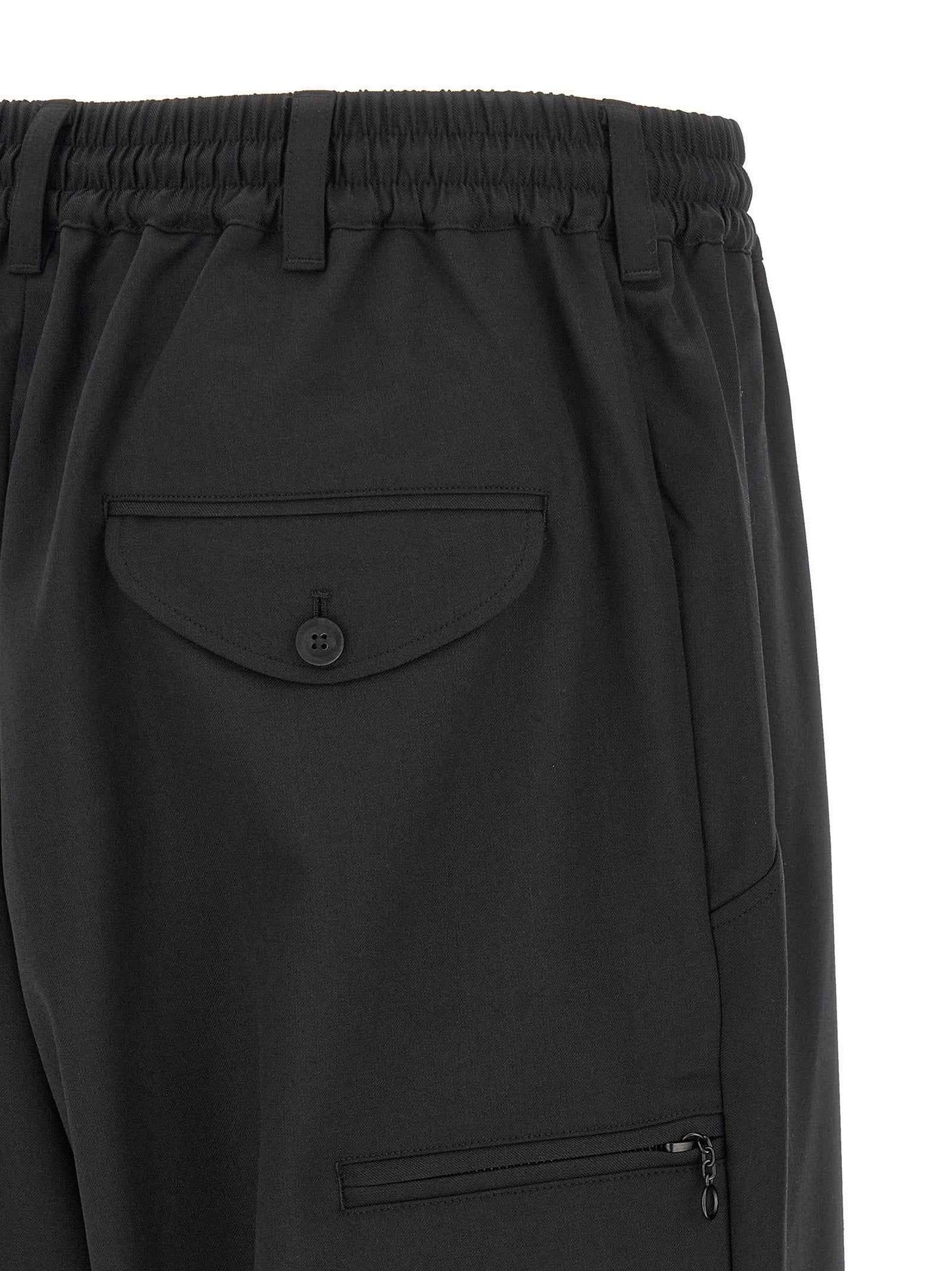 Black Polyester Casual Pants