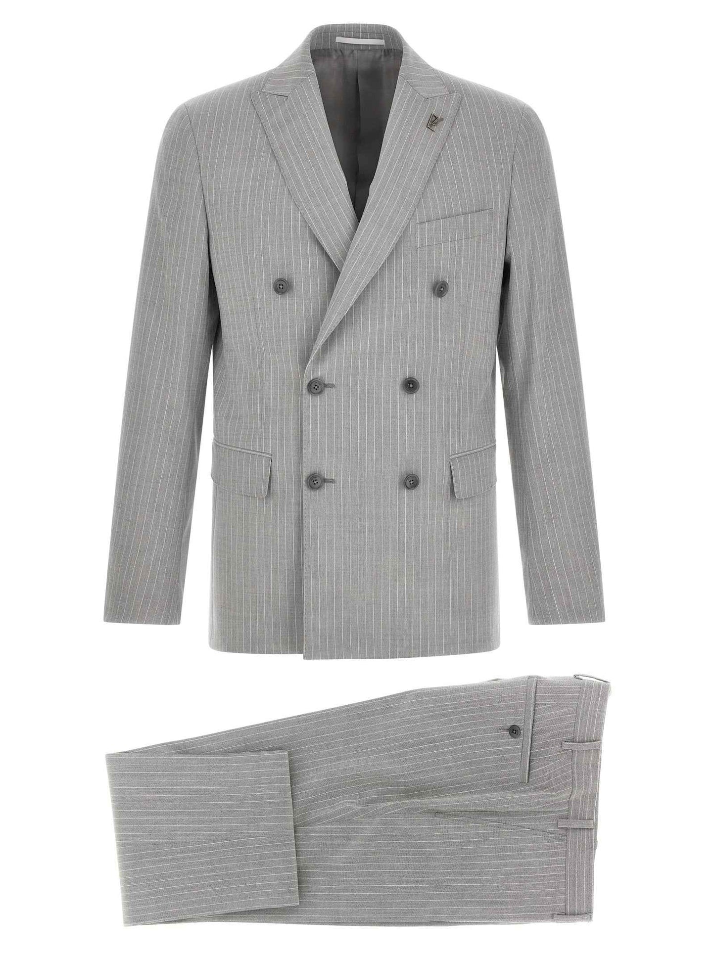 Gray Polyester Two-Piece Suit