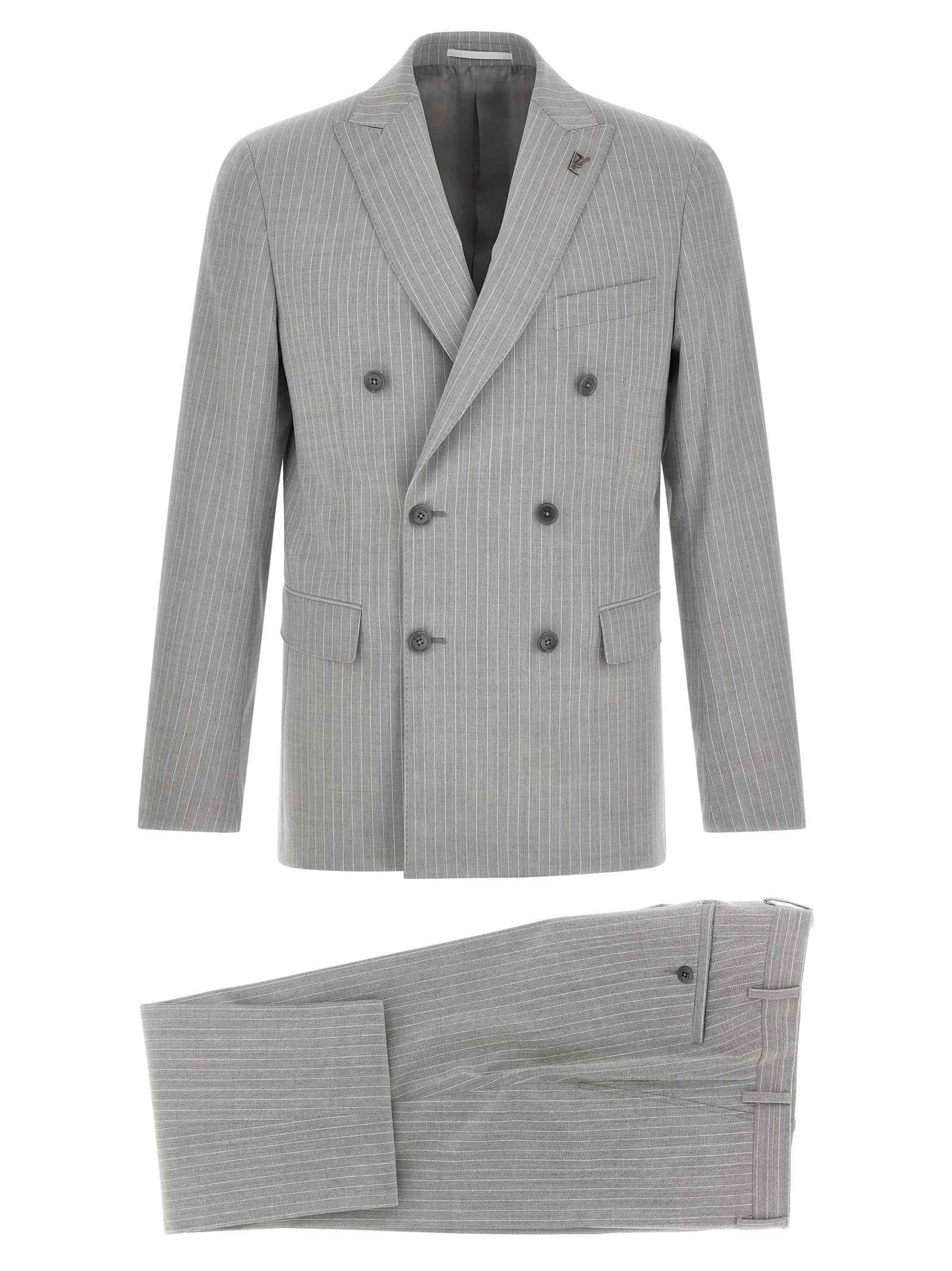 Gray Polyester Two-Piece Suit
