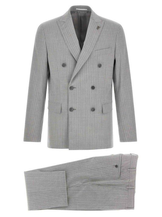 Gray Polyester Two-Piece Suit