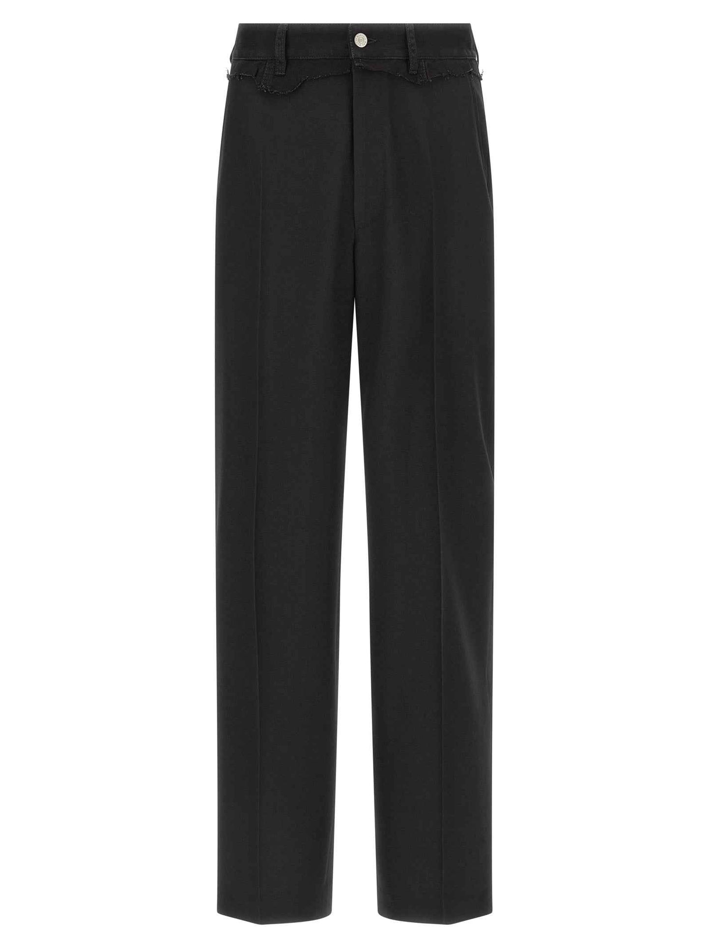Black Polyester Casual Pants
