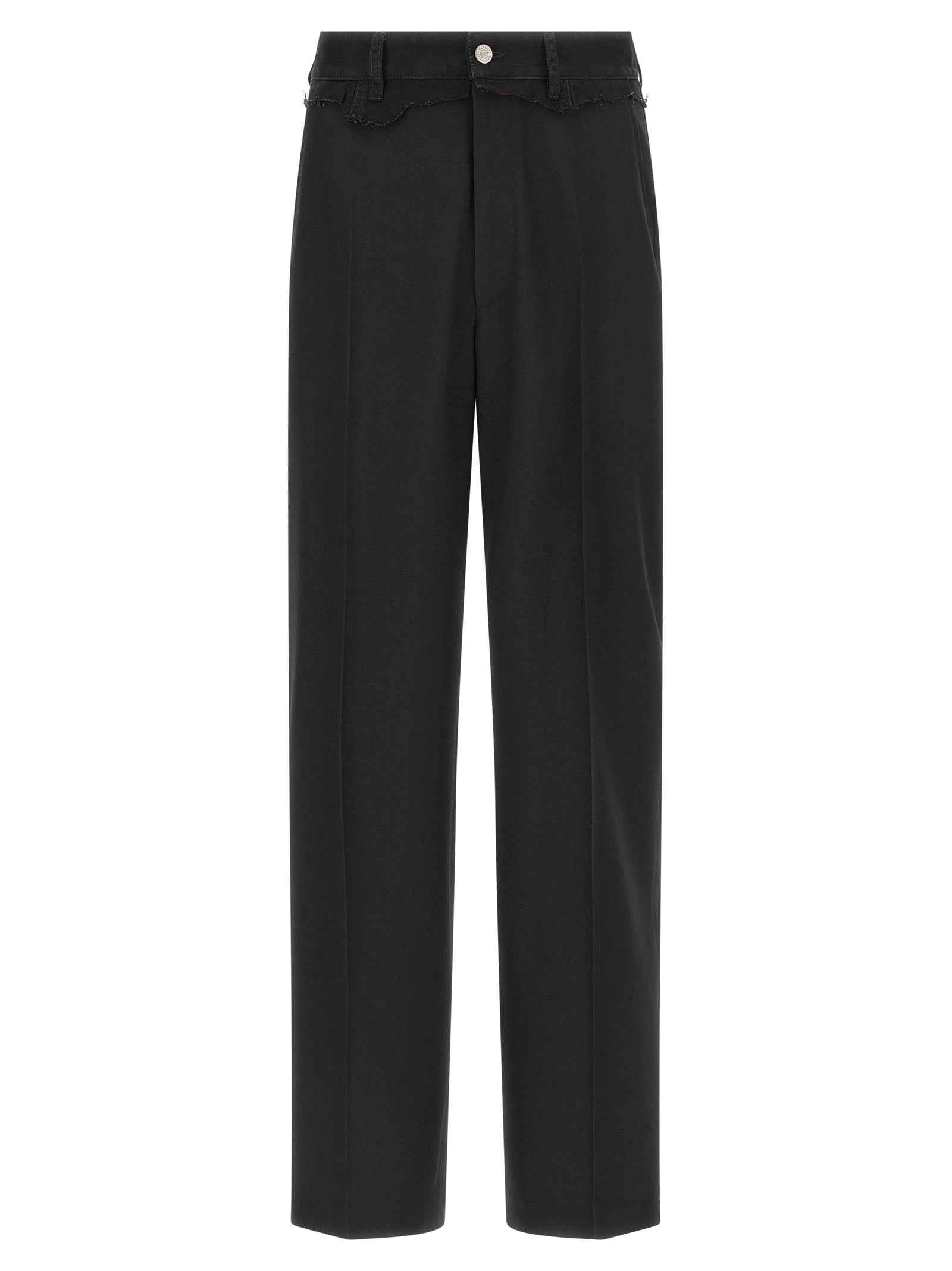 Black Polyester Casual Pants