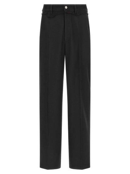 Black Polyester Casual Pants