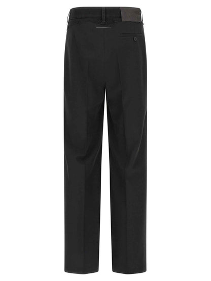 Black Polyester Casual Pants