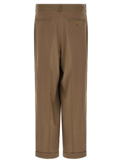 Beige Virgin Wool Casual Pants
