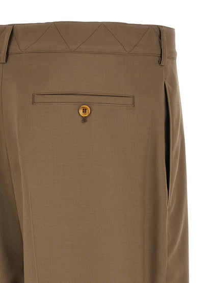 Beige Virgin Wool Casual Pants