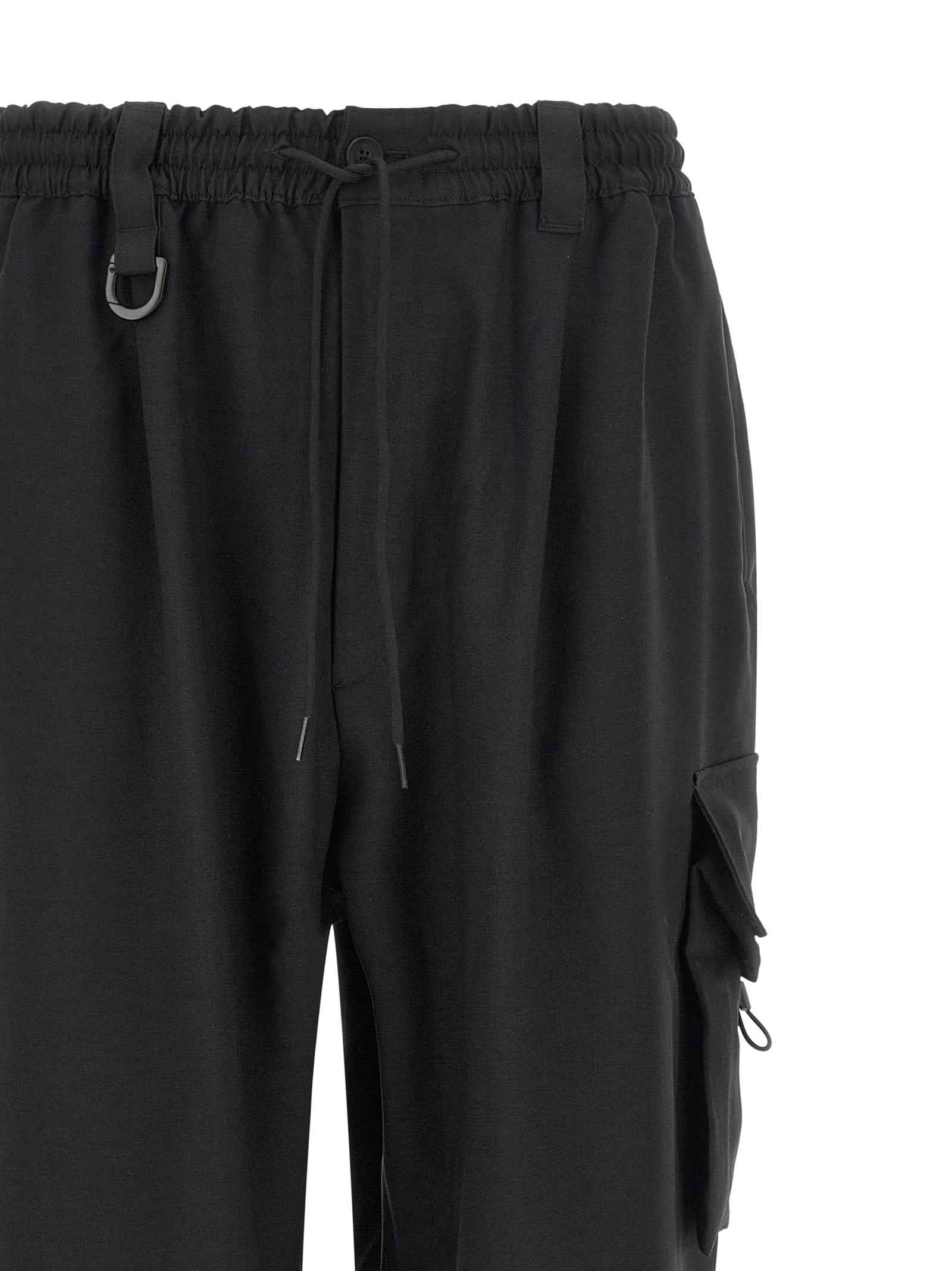 Black Polyester Cargo Pants