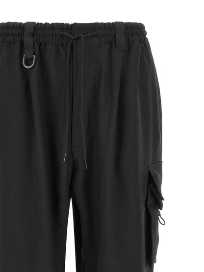 Black Polyester Cargo Pants