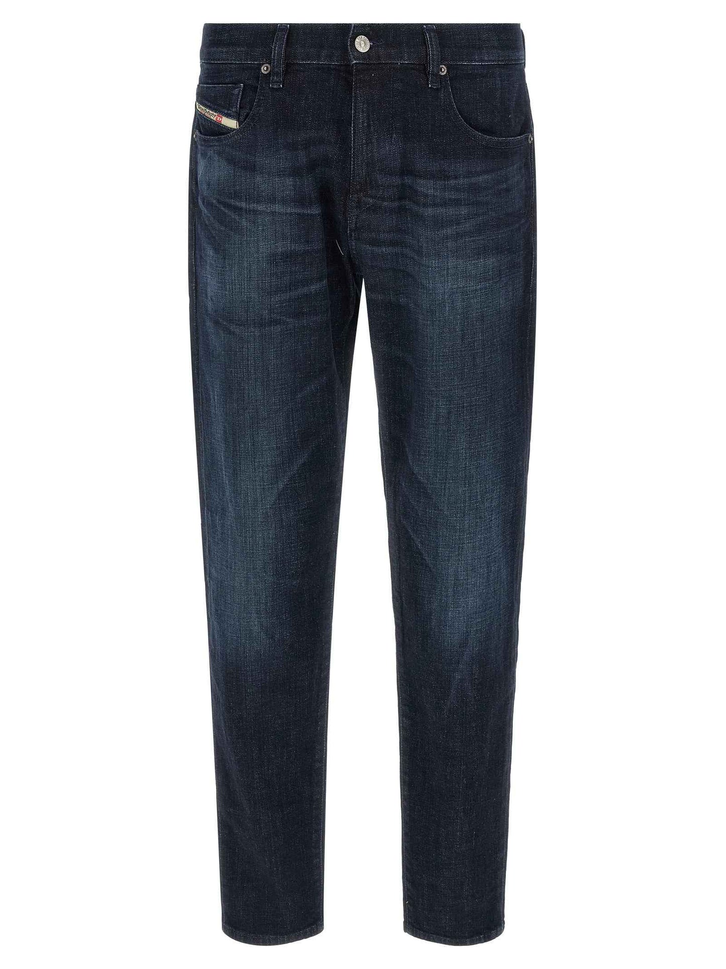 Blue Cotton Straight-Leg Jeans