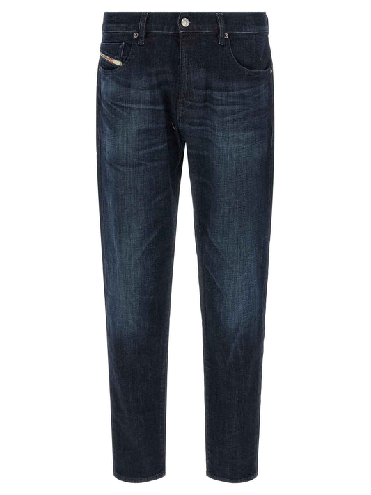 Blue Cotton Straight-Leg Jeans
