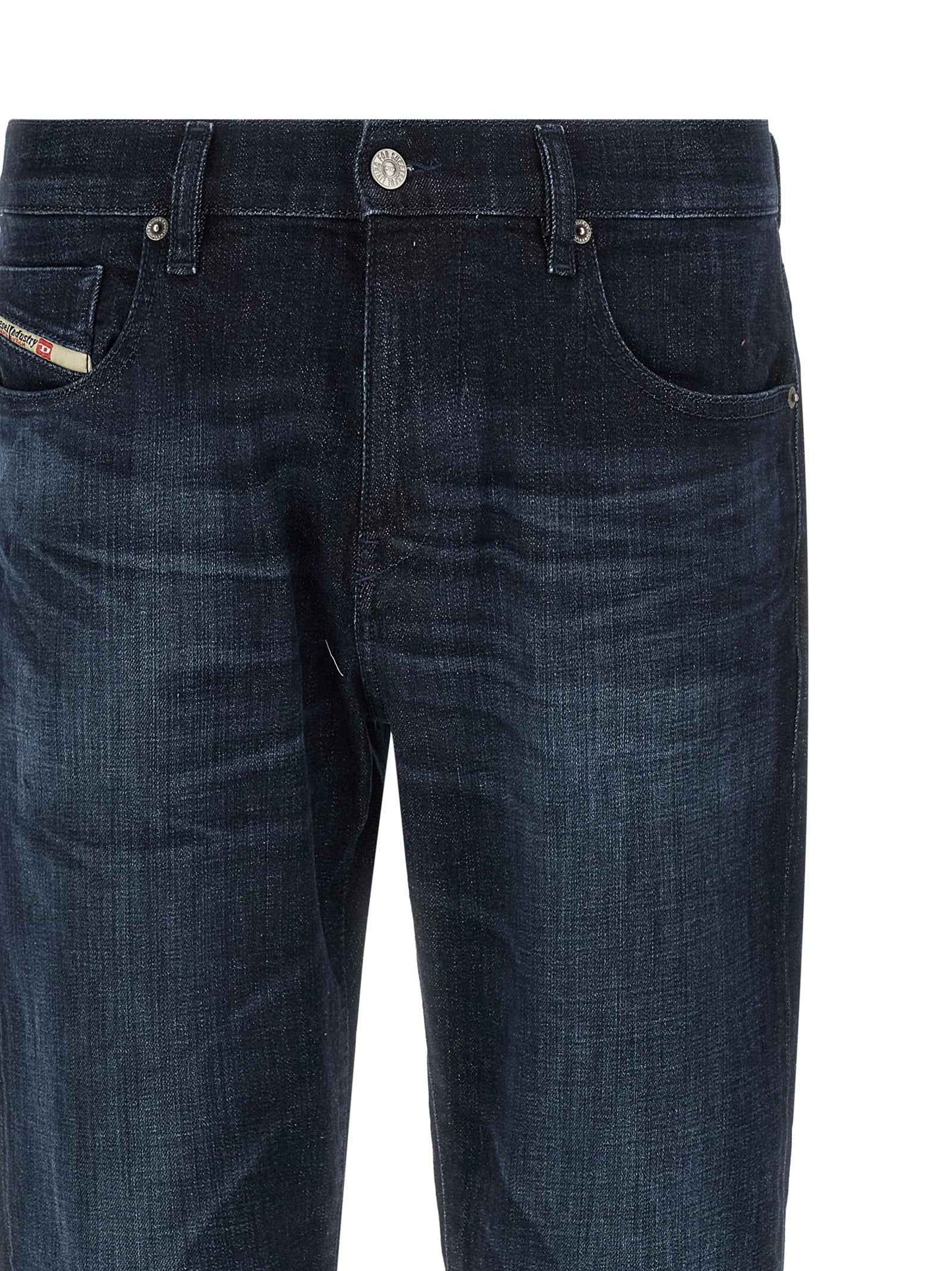 Blue Cotton Straight-Leg Jeans