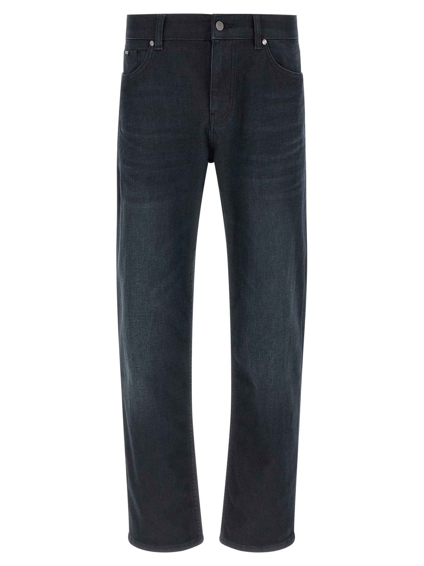 Blue Cotton Straight-Leg Jeans