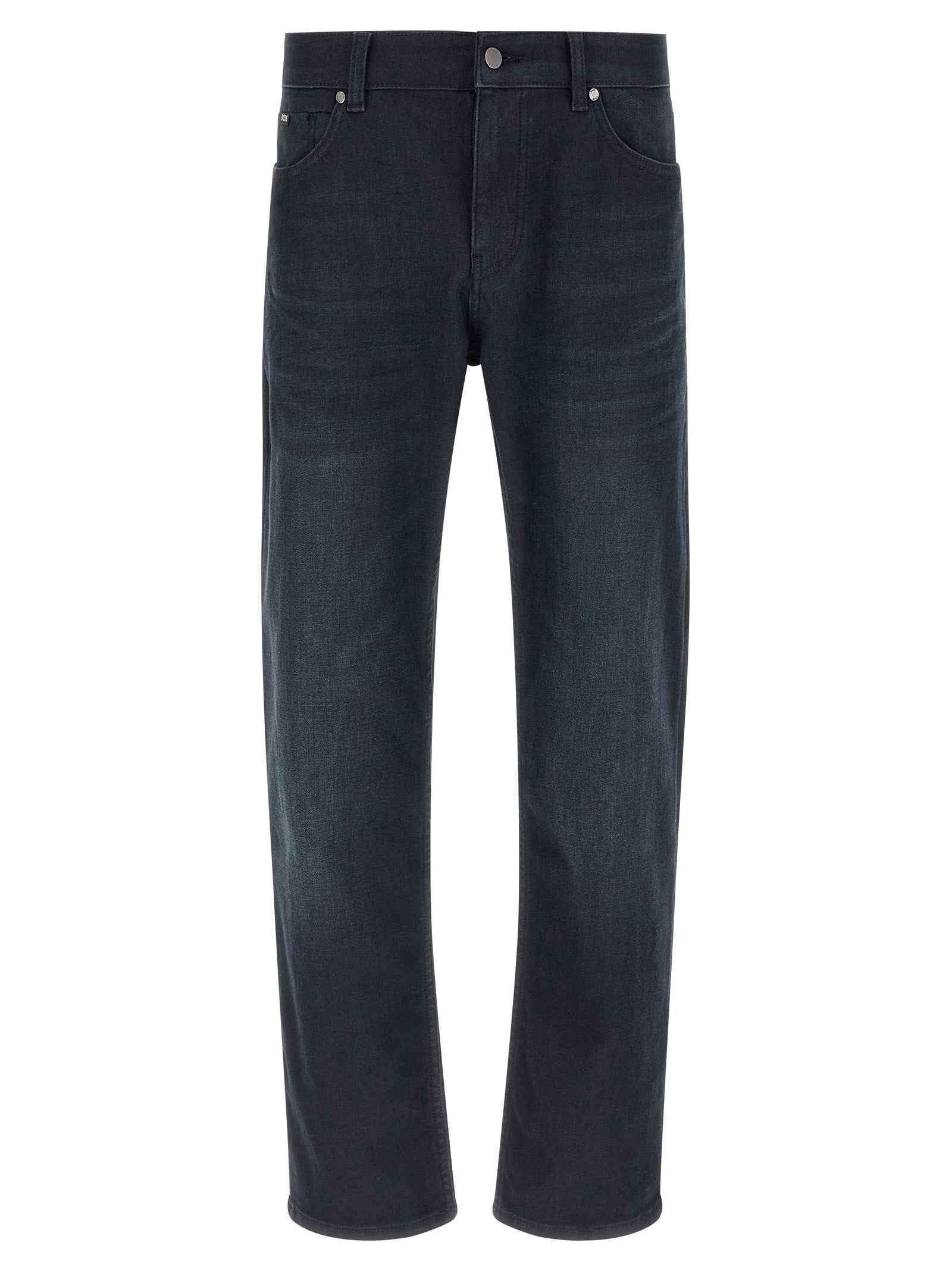 Blue Cotton Straight-Leg Jeans
