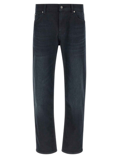 Blue Cotton Straight-Leg Jeans