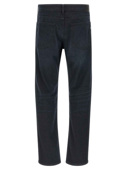 Blue Cotton Straight-Leg Jeans