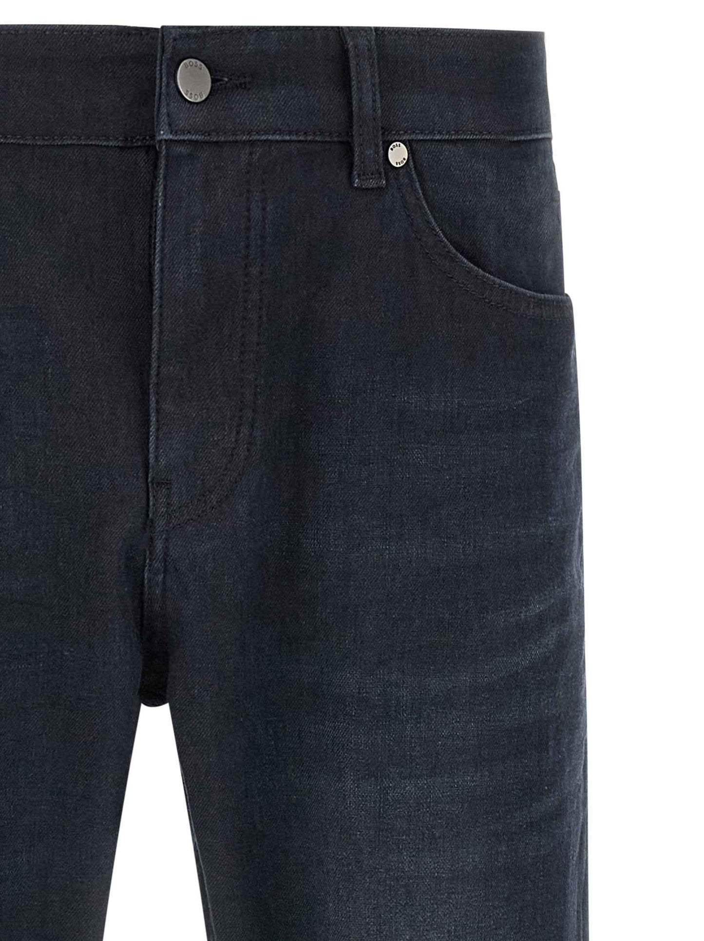 Blue Cotton Straight-Leg Jeans