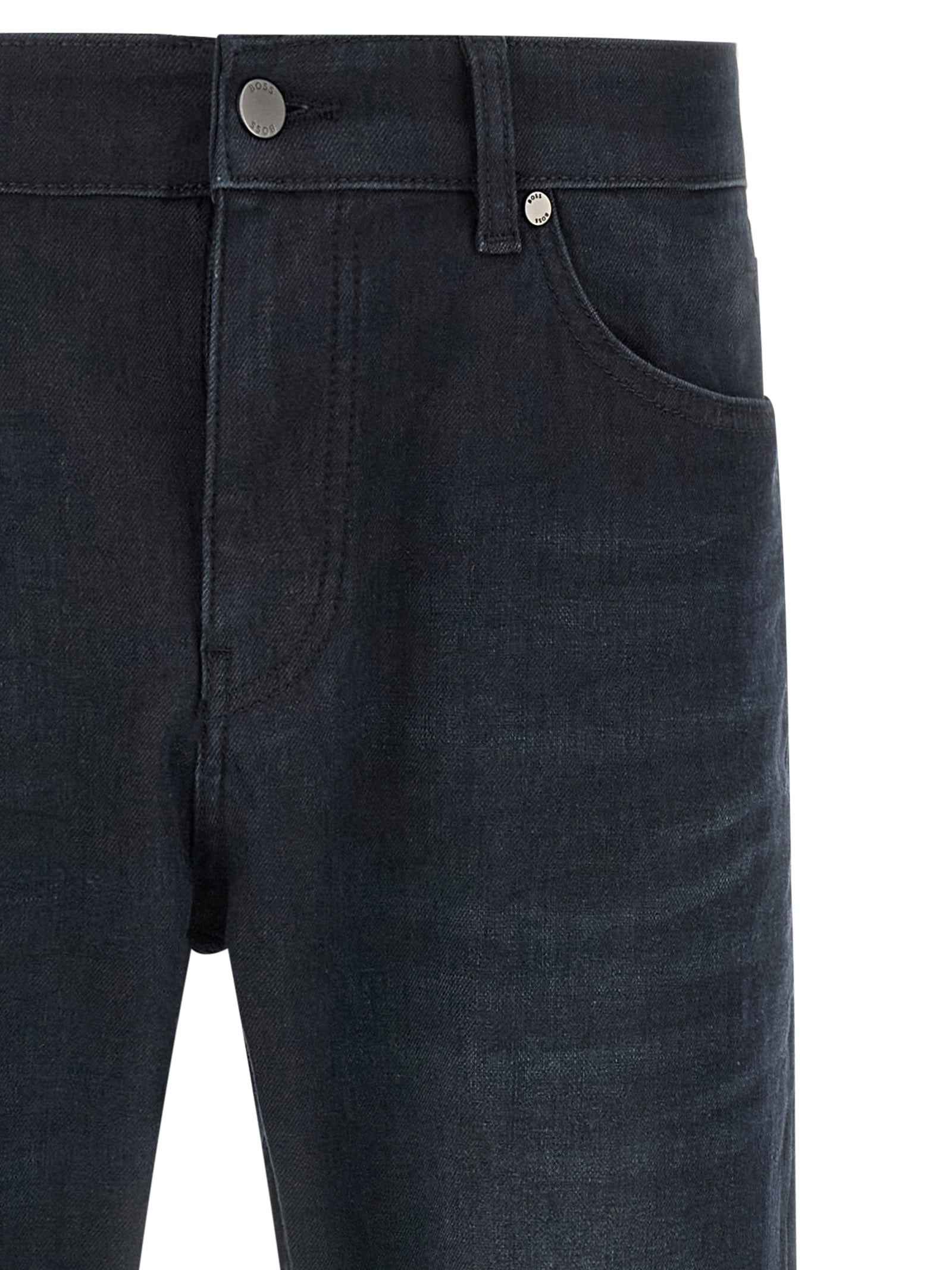 Blue Cotton Straight-Leg Jeans