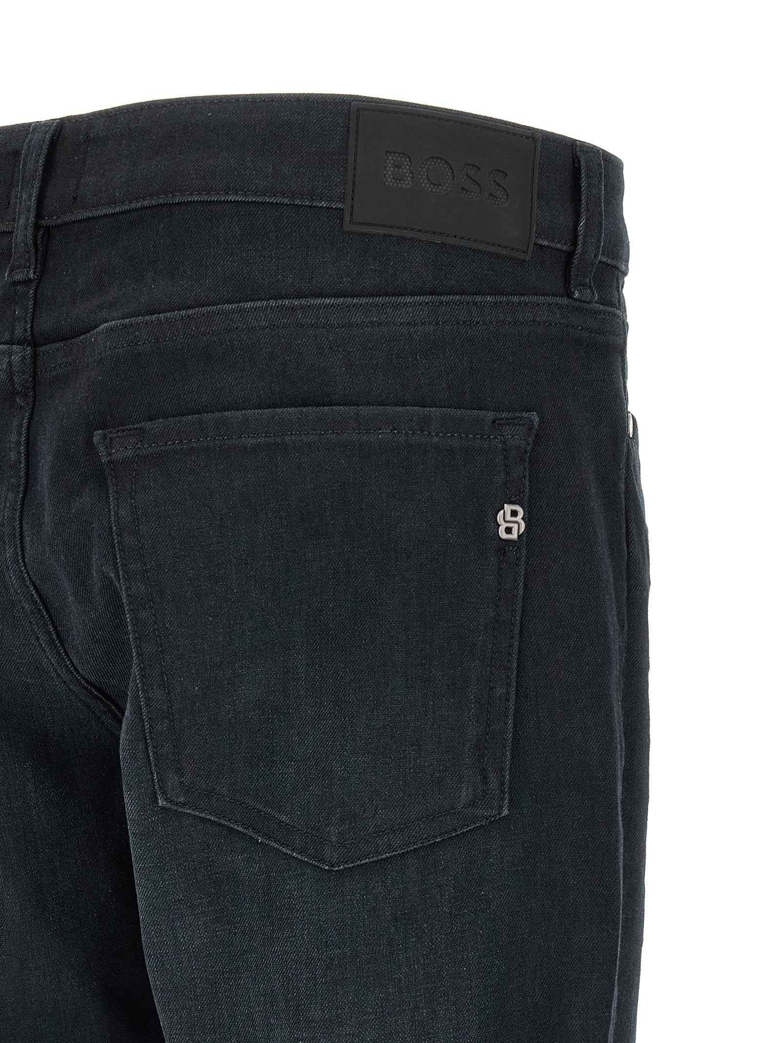 Blue Cotton Straight-Leg Jeans