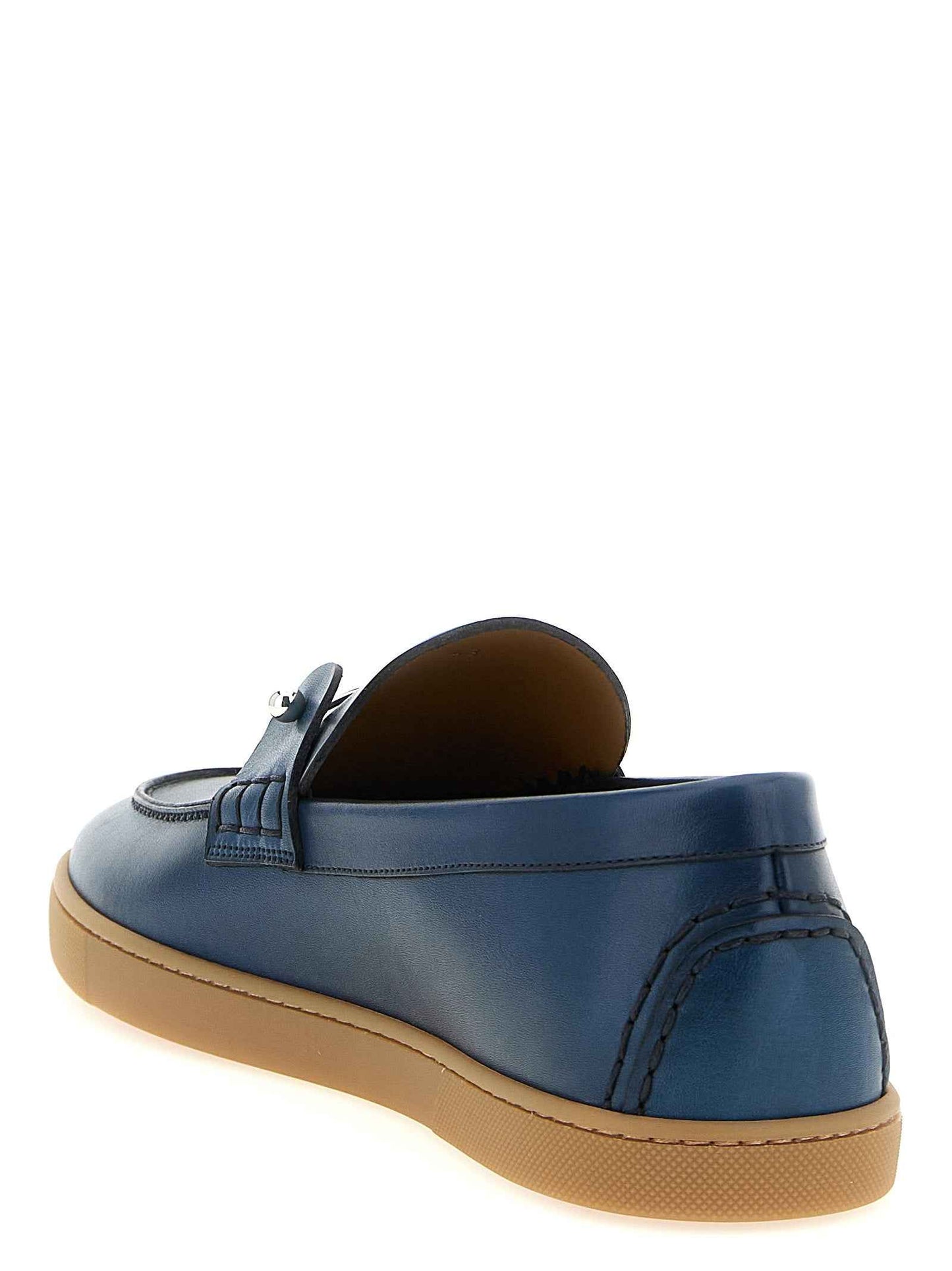 Blue Calfskin Slip-On Loafers