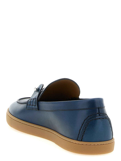 Blue Calfskin Slip-On Loafers