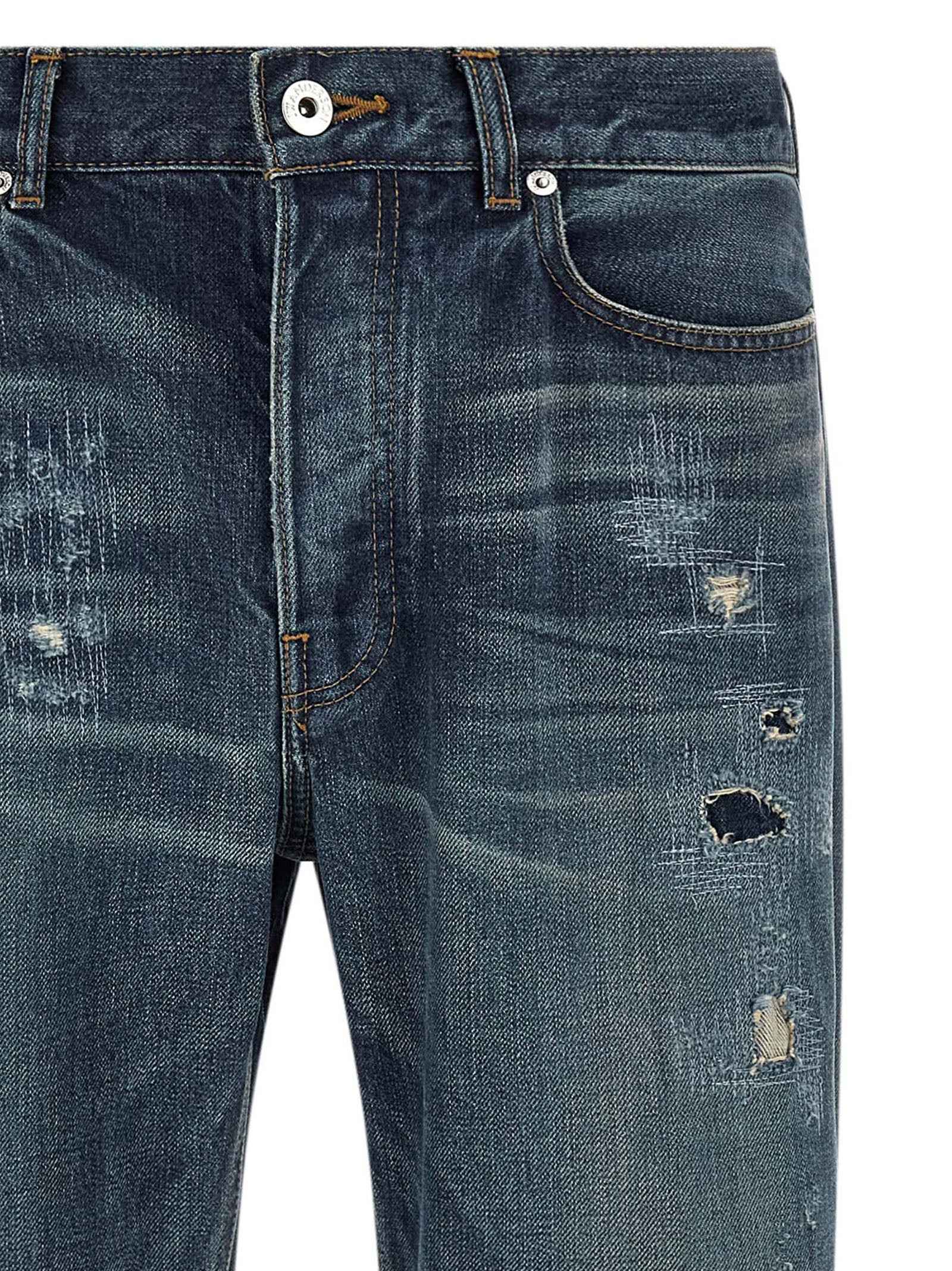 Blue Cotton Straight-Leg Jeans