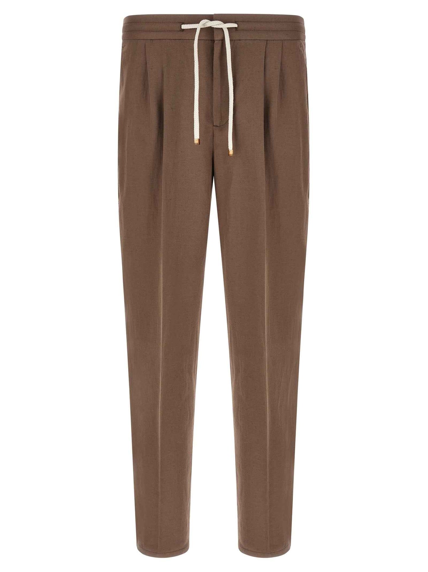Brown Linen Casual Pants