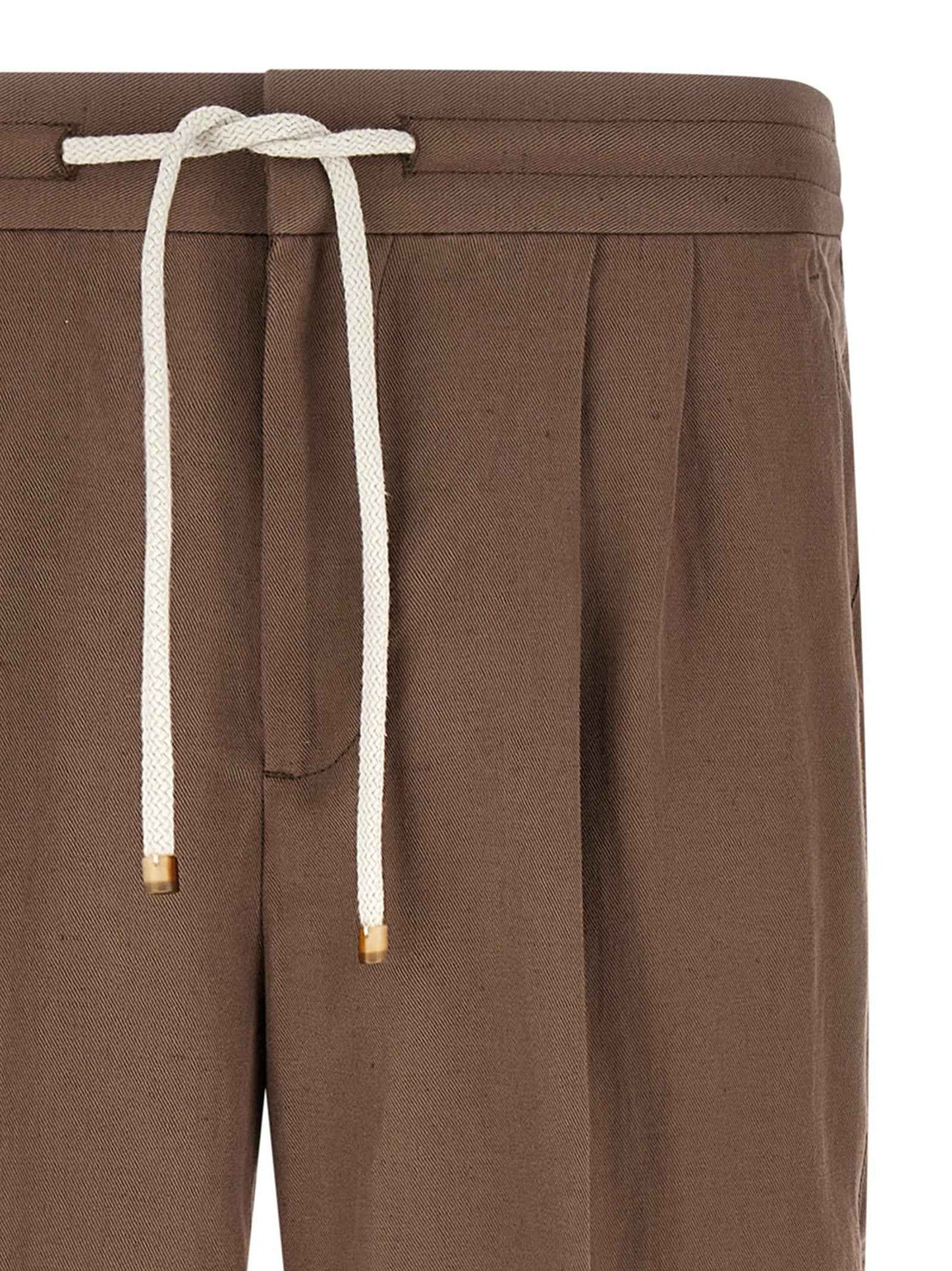 Brown Linen Casual Pants
